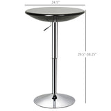 English Elm Homcom Round Bar Table With Metal Base, Adjustable Counter Height Pub Table, 29.5"-38.25" H Tall Bistro Table, Black, Silver