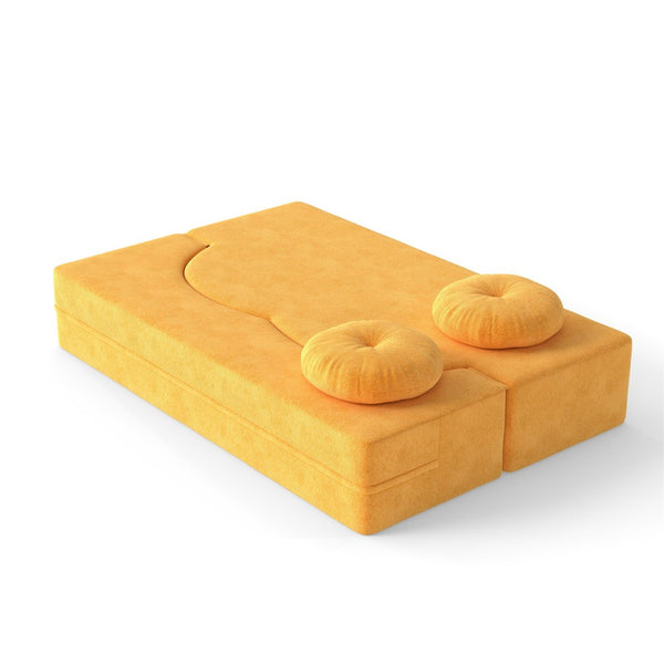 English Elm Folding Foam Futon Sofa Sleeper Twin Size Floor Lounger for Guest or Studio Use Yellow W2353P388490
