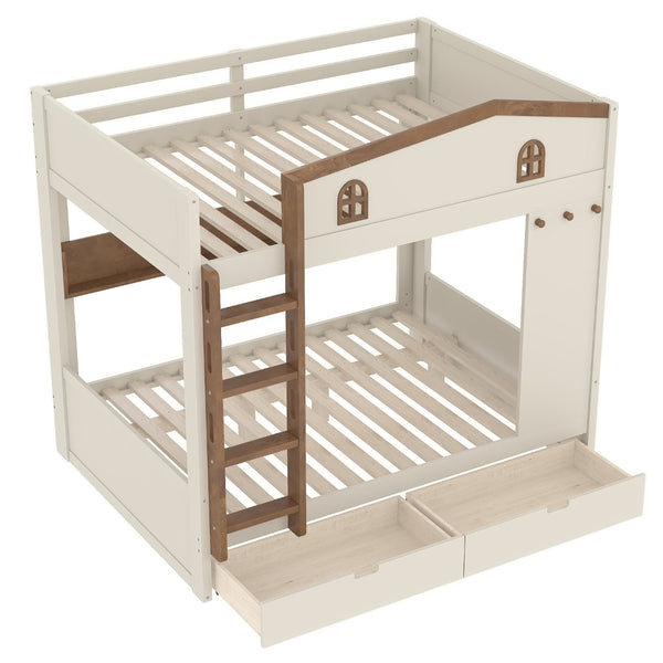 English Elm Twin Triple Metal Bunk Bed Matte Powder Coated Frame with Full Safety Guardrails W1580S00637