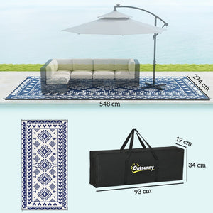 English Elm Outsunny Reversible Polypropylene Outdoor Rug Waterproof Patio Camping Mat with Carry Bag Blue W2225P485546