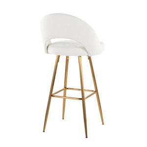 English Elm Fixed-height Metal Frame Barstools with Upholstered Seats and Geometric Footrest Set of 2 Cream,Gold B202S01934