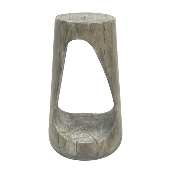 English Elm Christopher Knight Home® - Outdoor Side Table - Sculptural Hollow Design, Lightweight Concrete With Wood-Like Finish For Patio Use N770P291496G