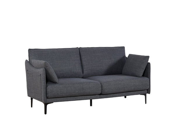 English Elm 2.5 Seater Button Tufted Upholstered Sofa with Usb Port Metal Legs and Two Accent Pillows W820P224378