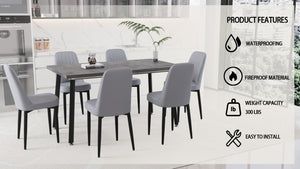 English Elm 55.12-70.87" Expandable Dining Table Set With 6 Comfortable Chairs – Modern Industrial Style For Any Space W2189S00398