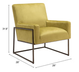 New York Accent Chair Olive Green 109522 Zuo Modern