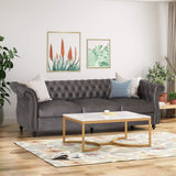 Christopher Knight Home® Slate Suede 3-Seater Sofa with Rolled Arms - Modern, Elegant, Comfortable Couch for Relaxing Evenings, Contemporary Home Decor, Durable Upholstery