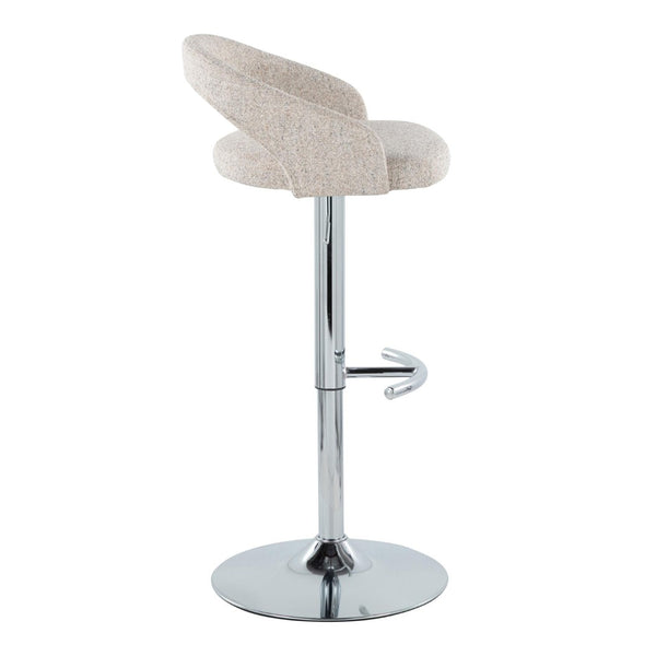English Elm Adjustable Swivel Barstools Set of 3 Chrome Pedestal Oat Fabric Counter Height B202S02036