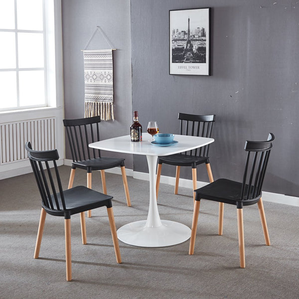 English Elm 42-inch Mid-Century Modern Pedestal Table – White MDF Top, Sturdy Metal Legs, Easy Assembly For Dining W3766P377025