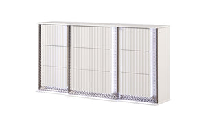 English Elm Fabio Contemporary 6-Drawer Dresser with Diamond-Patterned LED Sides, Velvet-Lined Drawers, White Finish B009P309318