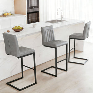 English Elm Faux Leather Counter Stools Set of Two Ergonomic Curved Back Metal Frame Kitchen Seating W5096P400662