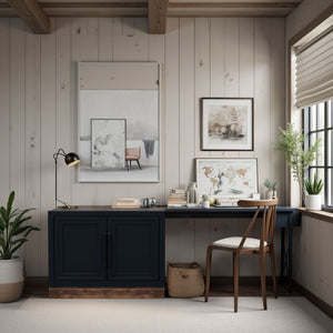 English Elm Nora Modular Two-Door Base Cabinet with Cable Management, Two-Tone Poplar & Alder Finish, Ready to Use Black B108P345192