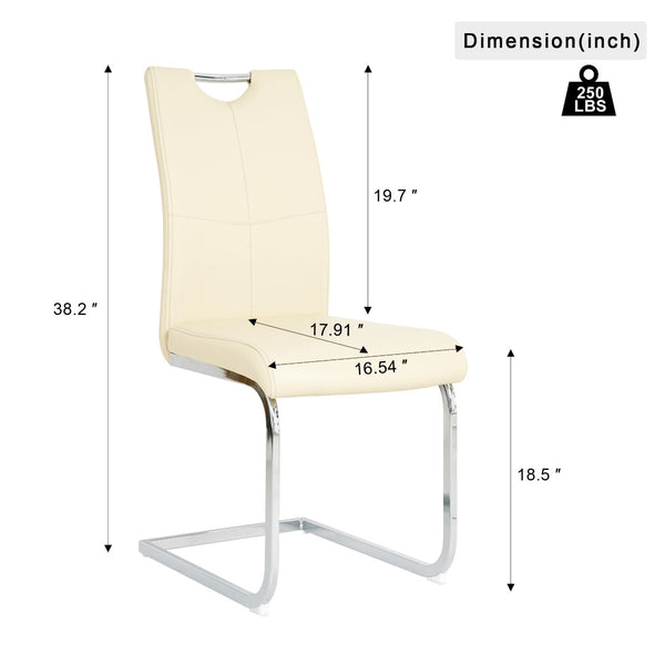English Elm Modern Pu Leather Dining Chair Set of 2 with Polished Metal Legs for Kitchen W210P375083