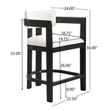 Christopher Knight Home® - Noble House - 26" Counter Height Bar Stool, Upholstered Counter Stools (Set Of 2) -Black