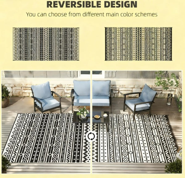 English Elm Geometric Reversible Polypropylene Outdoor Rug Uv Resistant Waterproof Patio Deck Mat T3971P421272