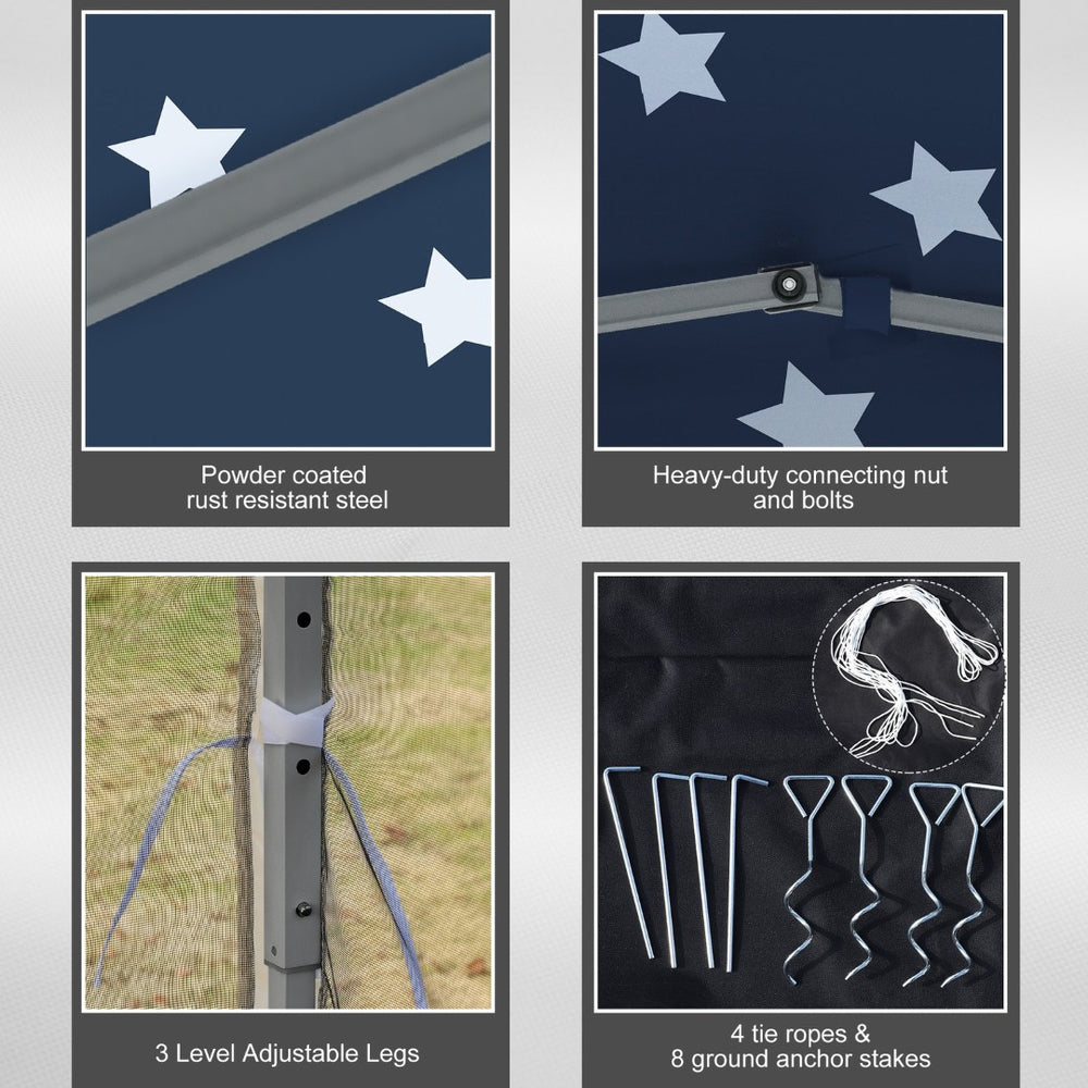 English Elm Outsunny 10' X 10' Instant Pop-Up Canopy Tent With Bug Netting, Adjustable Height, Carry Bag Included W2225P174277-GIGA