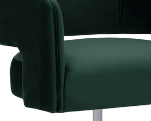 Sunpan Claren Modern Office Chair with Stylish Curvy Design and Elegant Gold Stainless Steel Base Deep Green Sky