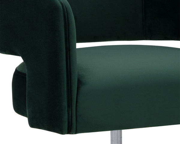 Sunpan Claren Modern Office Chair with Stylish Curvy Design and Elegant Gold Stainless Steel Base Deep Green Sky