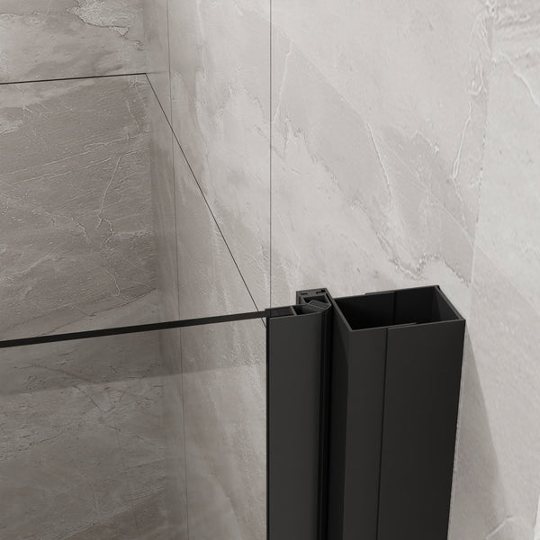 English Elm Goodyo 34"X72" Pivot Shower Door - Durable Tempered Glass, Modern Black Finish, Easy Install & Clean D163102093