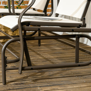 English Elm Outsunny Outdoor Glider Bench With Center Table, Stylish Loveseat For Patios, Gardens, And Porches W2225P174344-GIGA