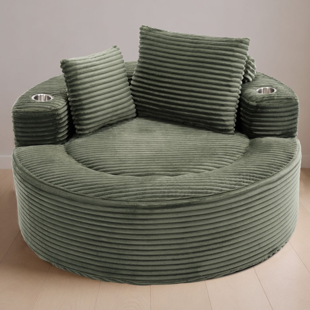 English Elm Round Cloud Sectional Sofa Bed with Memory Foam Cushions for Studio Living Spaces Green W3224P444283