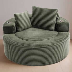 English Elm Round Cloud Sectional Sofa Bed with Memory Foam Cushions for Studio Living Spaces Green W3224P444283