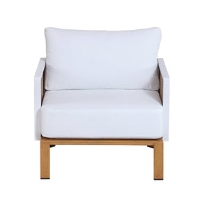 English Elm Vine 4-Piece Conversation Set Cream — Waterproof Aluminum & UV-Resistant Cushions, Marble Table Elegance B365S00106