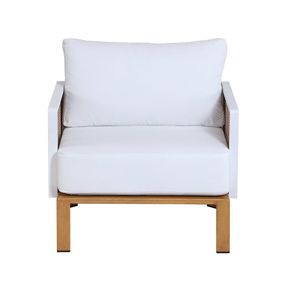 English Elm Vine 4-Piece Conversation Set Cream — Waterproof Aluminum & UV-Resistant Cushions, Marble Table Elegance B365S00106