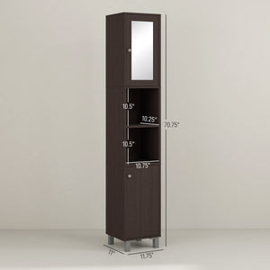 English Elm Kleankin Tall Bathroom Storage Cabinet With Mirror - Stylish Freestanding Tower For Organized Spaces W2225P217002