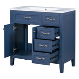 English Elm 36" Bathroom Vanity With Sink Combo, Blue Bathroom Cabinet With Drawers, Solid Frame and Mdf Board