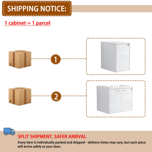 English Elm 36" Bathroom Vanity With Resin Sink – Modern Wall-Mounted Design, Soft-Close Doors & Extra Storage W999S00419