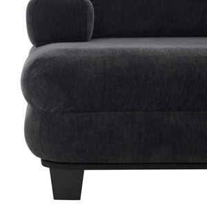 English Elm Oversized Chenille Chaise Lounge Deep Seat Sculptural Armrests Modern Living Room Retreat Black N763P326441B