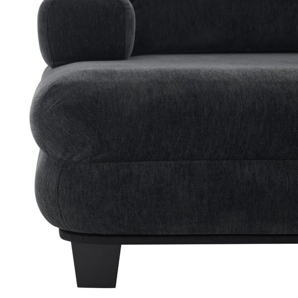 English Elm Oversized Chenille Chaise Lounge Deep Seat Sculptural Armrests Modern Living Room Retreat Black N763P326441B