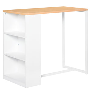 English Elm HOMCOM Counter Height Bar Table with 3-Tier Storage Shelves, MDF Top & Steel Frame, Anti-Tip 45.25" L White W2225P217146