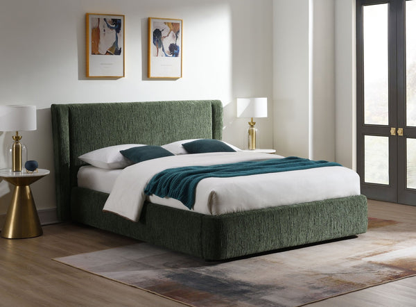 English Elm Cheryl Queen Upholstered Bed Chenille Fabric Padded Headboard No Box Spring Needed B2756S00035