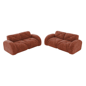 English Elm 2-piece Modular Velvet Sofa Set with Tufted Cloud Cushions for Modern Living Rooms Red W714S01637