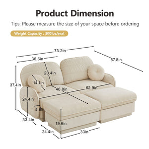 English Elm Chenille Cloud Loveseat with Quilted Back Pillows Deep Seat Comfort for Living Room W714S01749