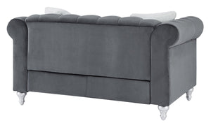 English Elm Modern Gray Velvet Loveseat 60"W Compact Sofa for Small Spaces, EZ Assembly, Sturdy Frame Comfort B078S00096
