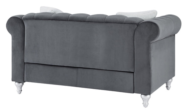 English Elm Modern Gray Velvet Loveseat 60"W Compact Sofa for Small Spaces, EZ Assembly, Sturdy Frame Comfort B078S00096