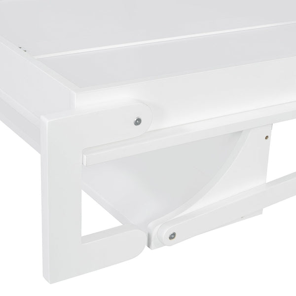 English Elm Full Size Murphy Wall Bed with Wardrobe Drawers Shelving for Studio Apartments LP000383AAK