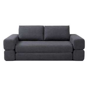 English Elm 81'' Corduroy Floor Sofa Convertible Loveseat Futon Sleeper with Foam Fill and Pillows Gray W1117P459707