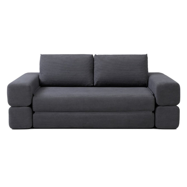 English Elm 81'' Corduroy Floor Sofa Convertible Loveseat Futon Sleeper with Foam Fill and Pillows Gray W1117P459707