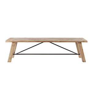 JLA Home INK+IVY - Dining Sonoma-Style Pine Bench with Weathered Finish & Gunmetal Stretchers — Seats 3, Rustic Farmhouse Charm II105-0313