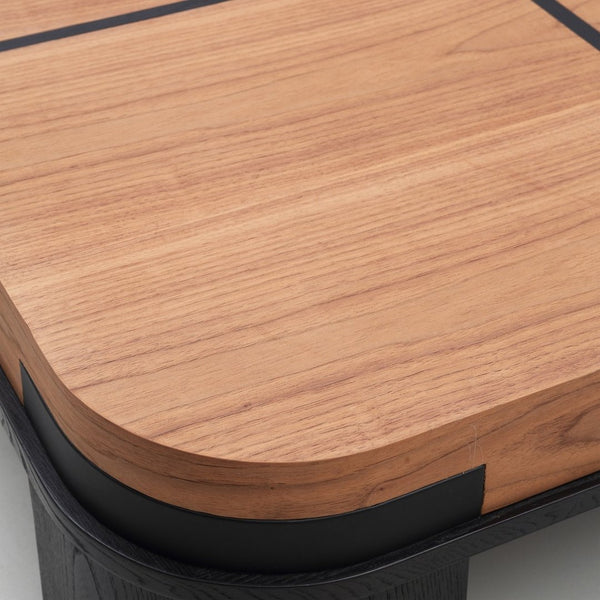 English Elm French Classic Square Coffee Table with Walnut Elm Veneer Top for Living Room T5686P508399