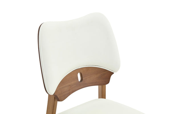 English Elm 2 Solid Walnut Toned Wood Dining Chairs Gray Fabric Seat Hollowed Backrest Modern Walnut,White W1151P455536