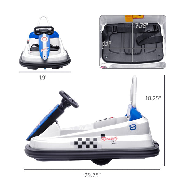 English Elm Aosom 6v Toddler Ride on Bumper Car with 360 Spin Eva Edges and Led Lights W2225P217187