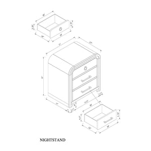 English Elm Malco Black White Oak Nightstand with Fluted Detailing, Gold Accents, Acrylic Hardware & Drawer B201P391828