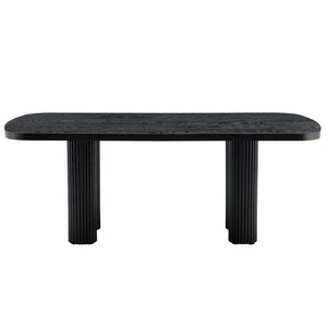 English Elm 78.7 Inch Black Mdf Dining Table Roman Column Legs Seats 8 Formal Room W1151S04595