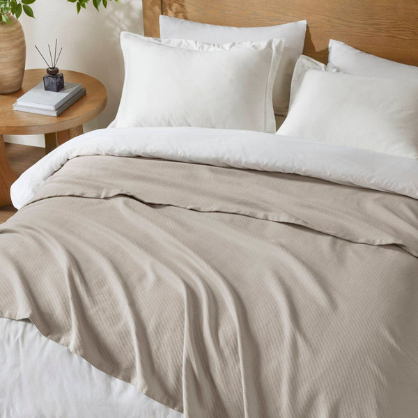 English Elm 1-piece King Cotton Woven Blanket Oeko-tex Certified Lightweight Layering Bedding Beige B035P408741