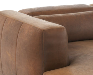 Sunpan Beau Sofa Chaise - Luxurious Lucia Tobacco Leather, Left-facing Design With Elegant Wood Legs Brown Leather 111850