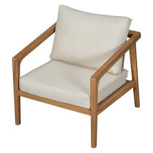 English Elm Westin Solid Acacia Wood 4 Piece Outdoor Chat Set with Cushioned Club Chairs WESTIN 4PCS CHAT SET